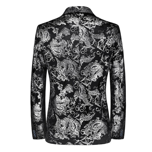 Tailored Fit Single Breasted One-Button Printed Men's Party Jacket