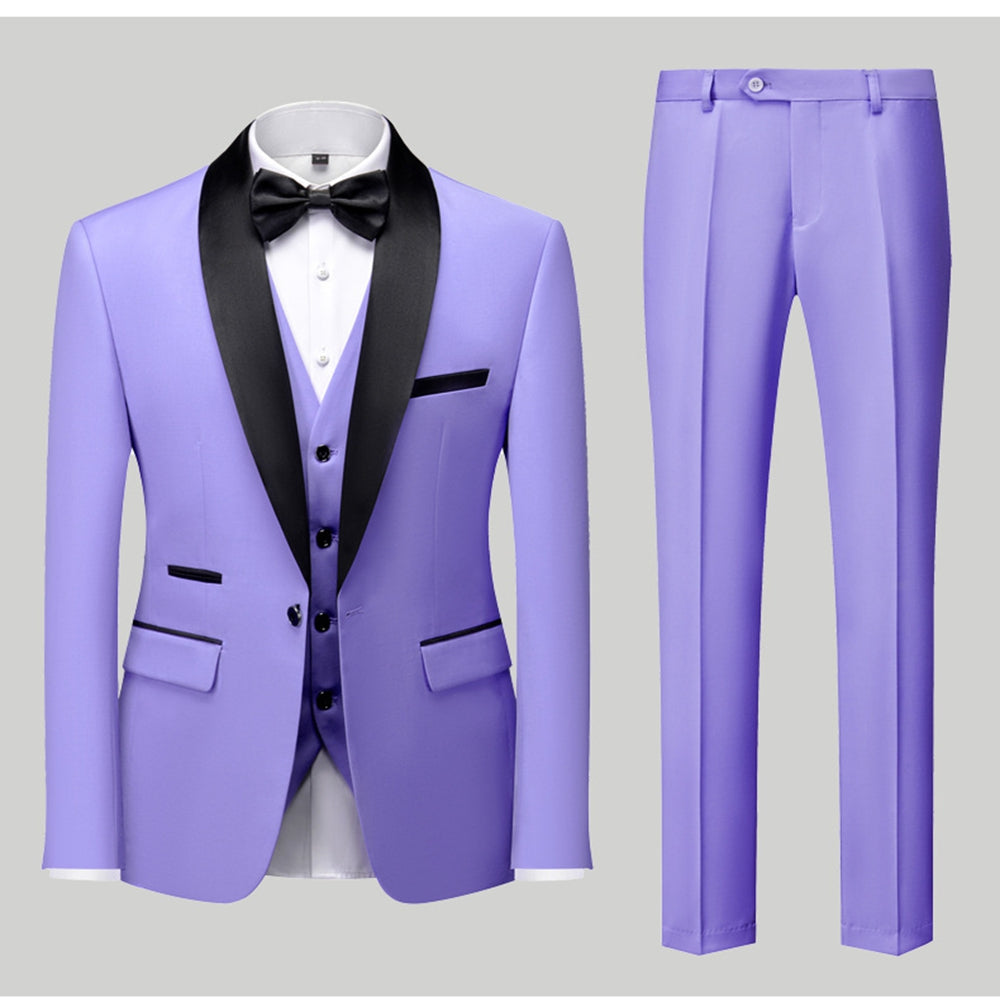Tailored Fit Single Breasted One-Button 3 Pieces Patterned Men&