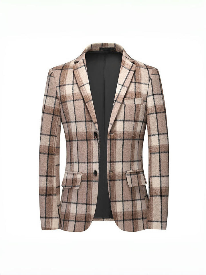 Tailored Fit Notched Lapel Breasted Two-Buttons Beach Striped Men&
