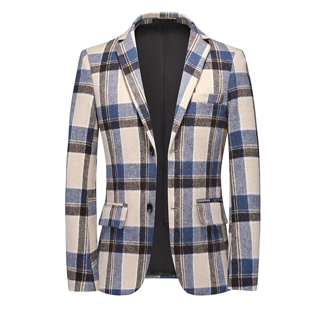 Tailored Fit Notched Lapel Breasted Two-Buttons Beach Striped Men&