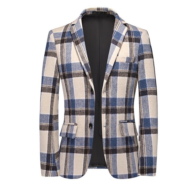 Tailored Fit Notched Lapel Breasted Two-Buttons Beach Striped Men&