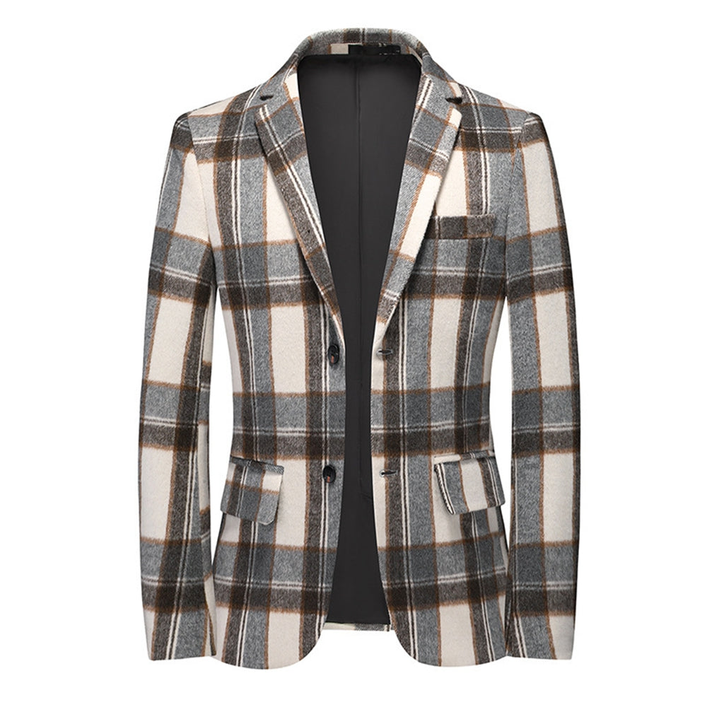 Tailored Fit Notched Lapel Breasted Two-Buttons Beach Striped Men&