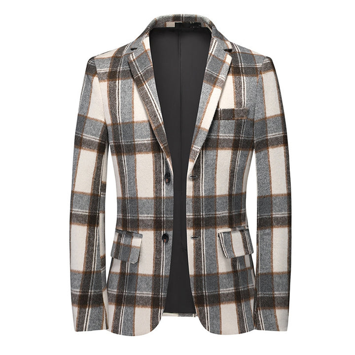 Tailored Fit Notched Lapel Breasted Two-Buttons Beach Striped Men&