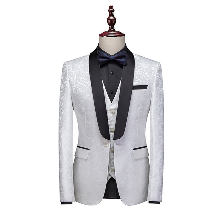 Tailored Fit Shawl Lapel Single Breasted One-button 3 Pieces Patterned Men&