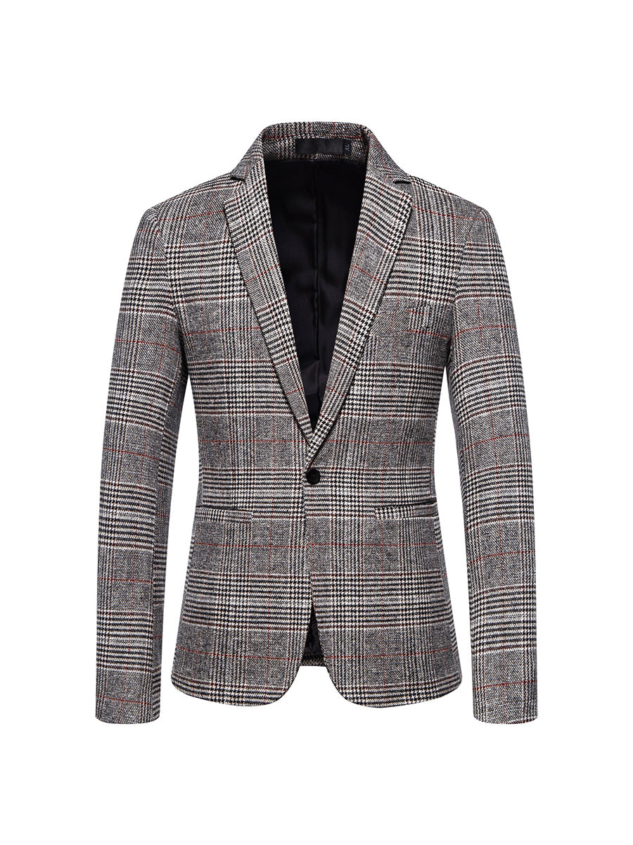Tailored Fit Notched Lapel Single Breasted One-button Striped Men&