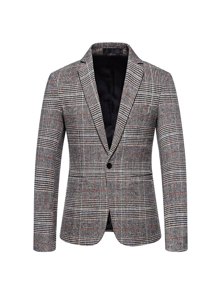Tailored Fit Notched Lapel Single Breasted One-button Striped Men&