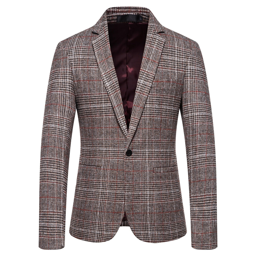 Tailored Fit Notched Lapel Single Breasted One-button Striped Men&