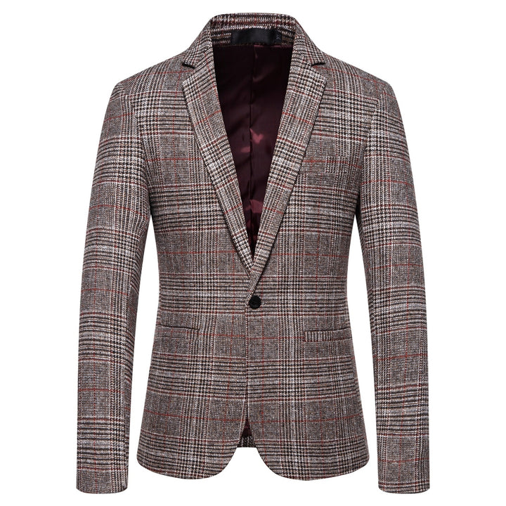Tailored Fit Notched Lapel Single Breasted One-button Striped Men&