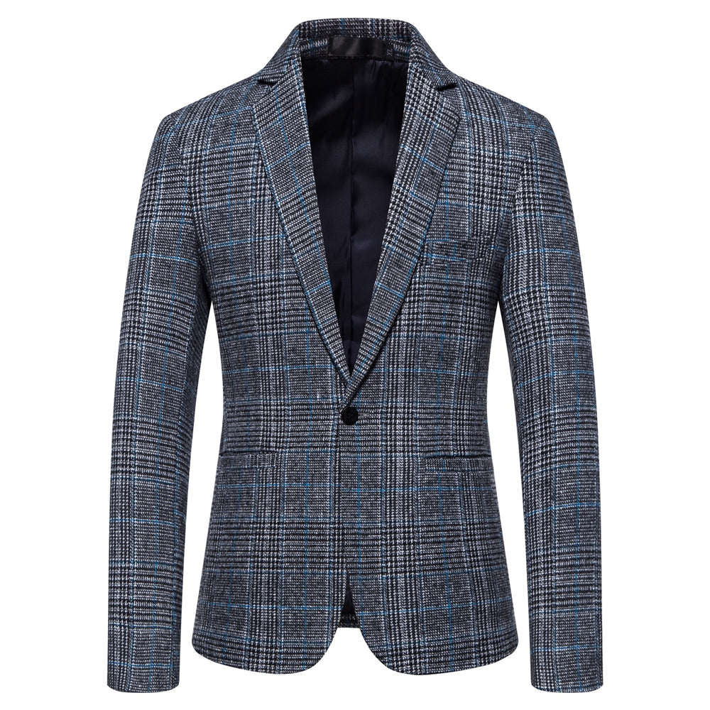 Tailored Fit Notched Lapel Single Breasted One-button Striped Men&