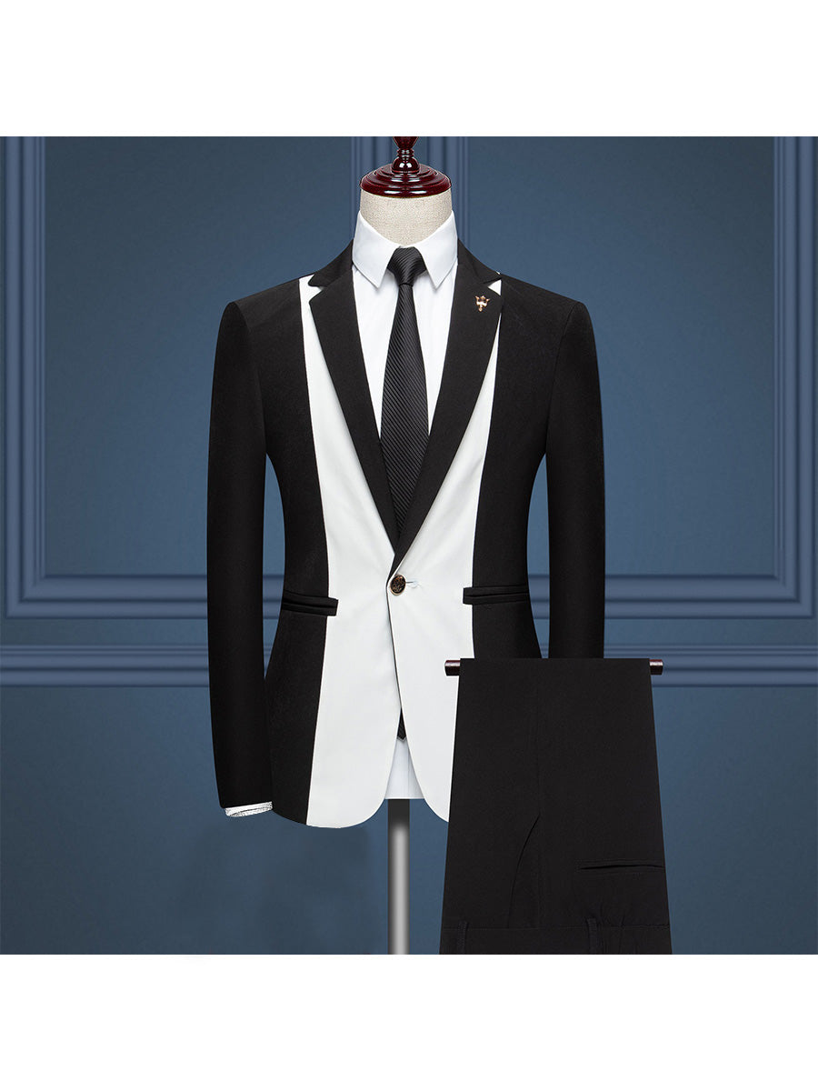 Tailored Fit Notched Lapel Single Breasted One-button 3 Pieces Patterned Men&