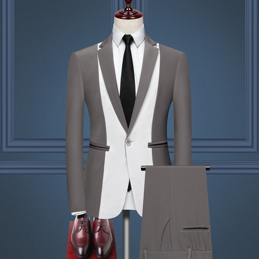 Tailored Fit Notched Lapel Single Breasted One-button 3 Pieces Patterned Men&