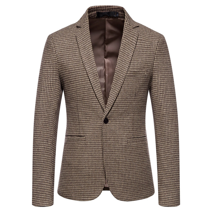 Tailored Fit Notched Lapel Single Breasted One-button Striped Men&