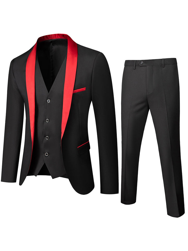 Tailored Fit Shawl Lapel Single Breasted One-button 3 Pieces Patterned Men&