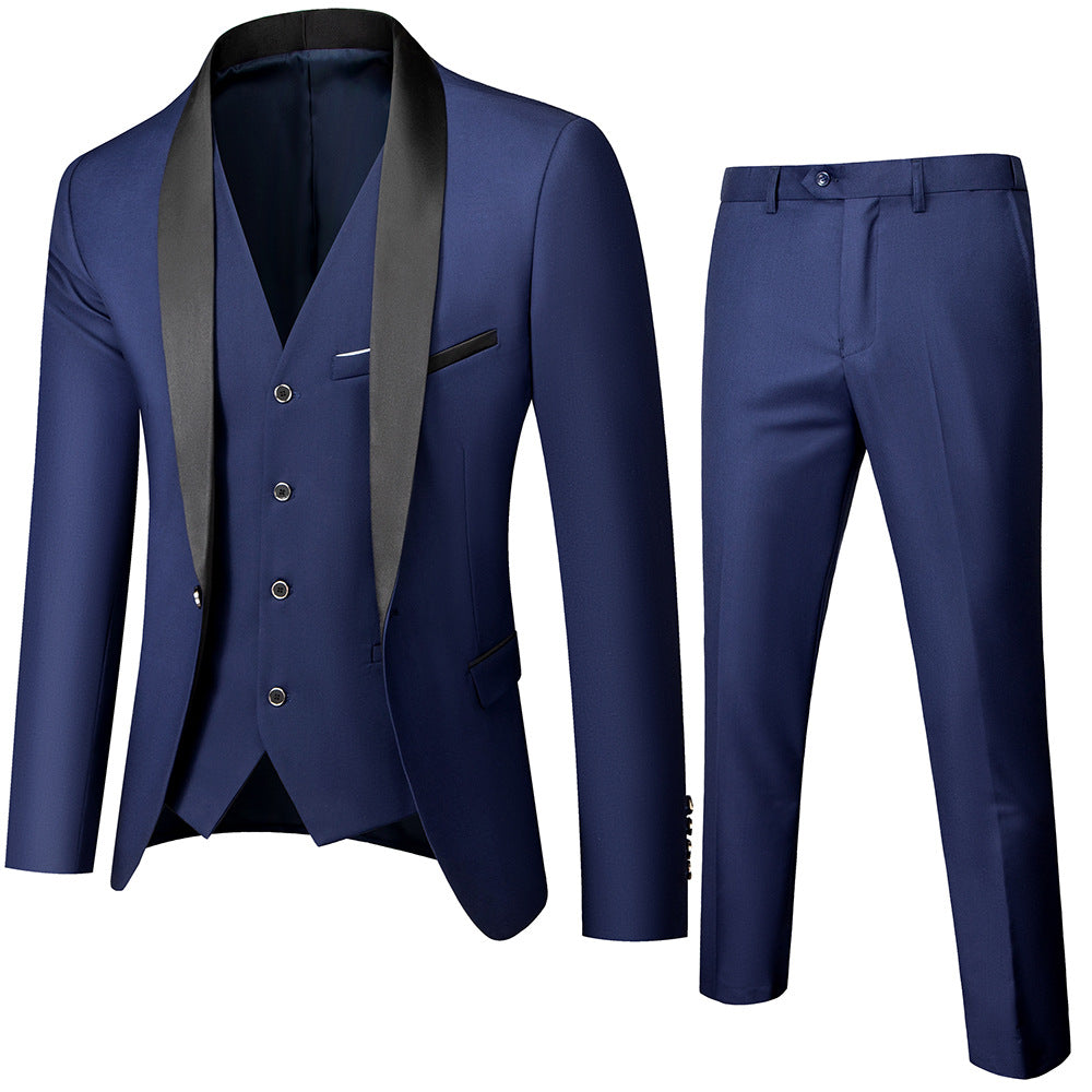 Tailored Fit Shawl Lapel Single Breasted One-button 3 Pieces Patterned Men&