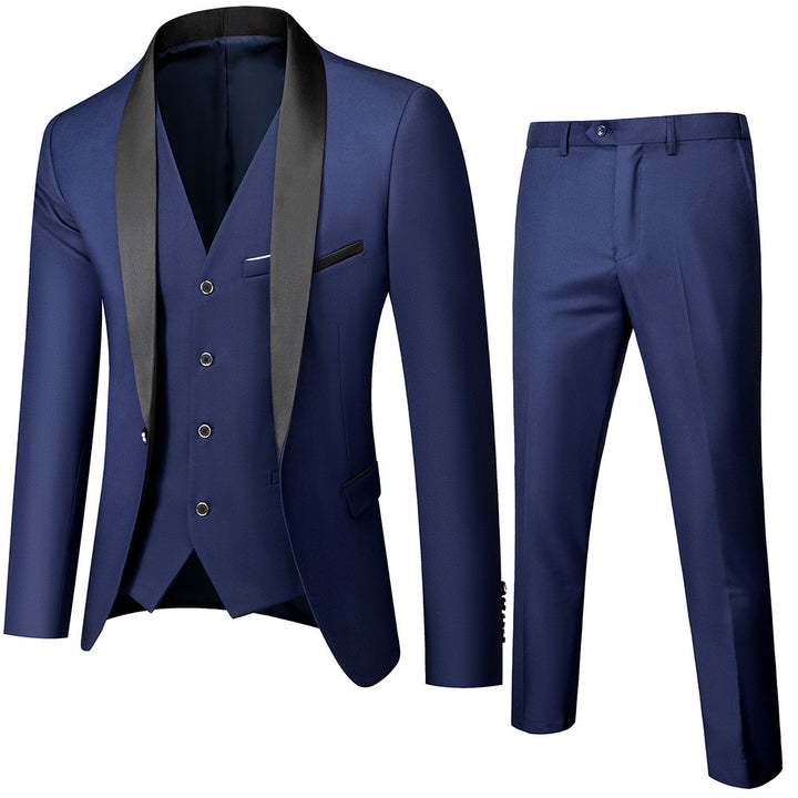 Tailored Fit Shawl Lapel Single Breasted One-button 3 Pieces Patterned Men&