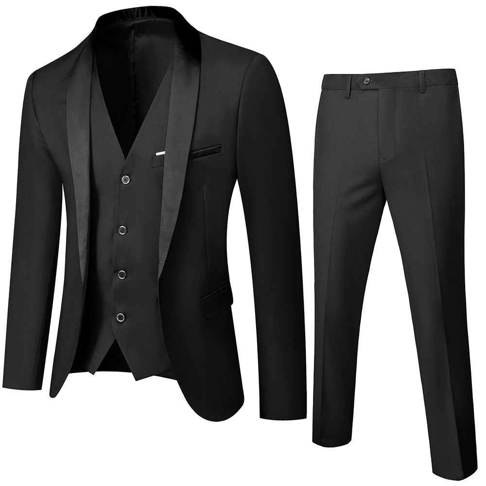 Tailored Fit Shawl Lapel Single Breasted One-button 3 Pieces Patterned Men&