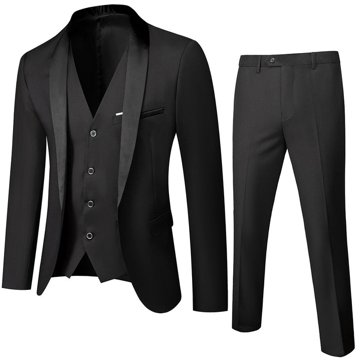Tailored Fit Shawl Lapel Single Breasted One-button 3 Pieces Patterned Men&