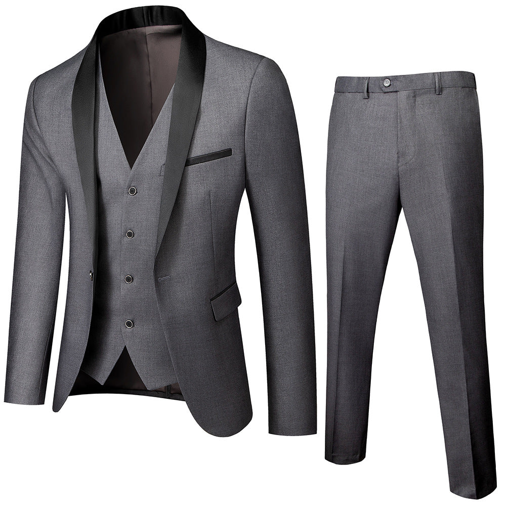 Tailored Fit Shawl Lapel Single Breasted One-button 3 Pieces Patterned Men&