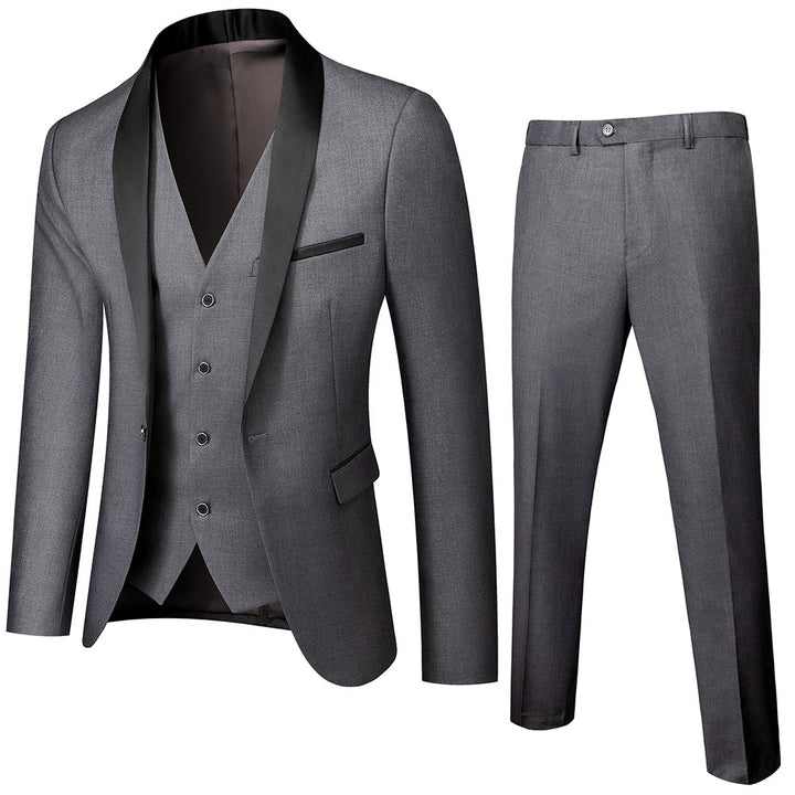 Tailored Fit Shawl Lapel Single Breasted One-button 3 Pieces Patterned Men&