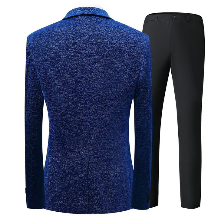 Tailored Fit Peaked Lapel Single Breasted One-button 3 Pieces Patterned Men&