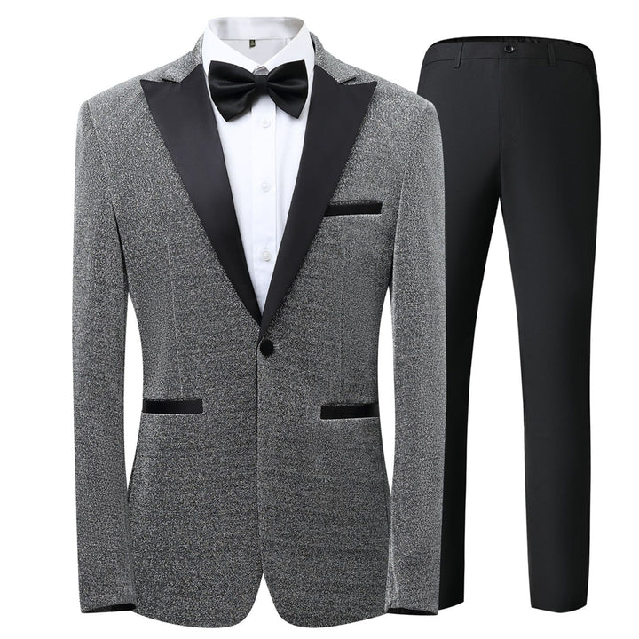 Tailored Fit Peaked Lapel Single Breasted One-button 3 Pieces Patterned Men&