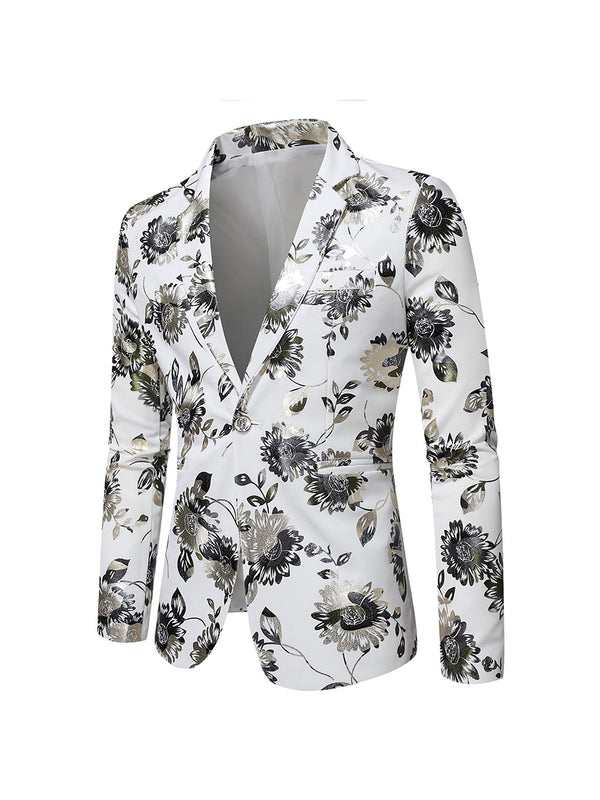 Tailored Fit Notched Lapel Single Breasted One-button Men's Party Jacket