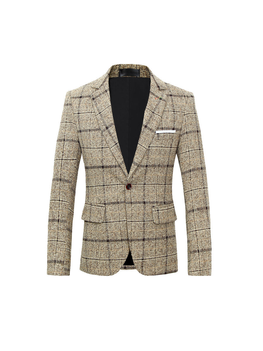 Tailored Fit Notched Lapel Single Breasted One-button Striped Men&