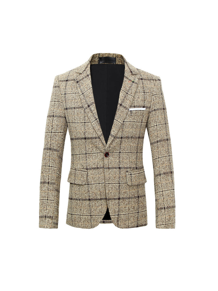 Tailored Fit Notched Lapel Single Breasted One-button Striped Men&