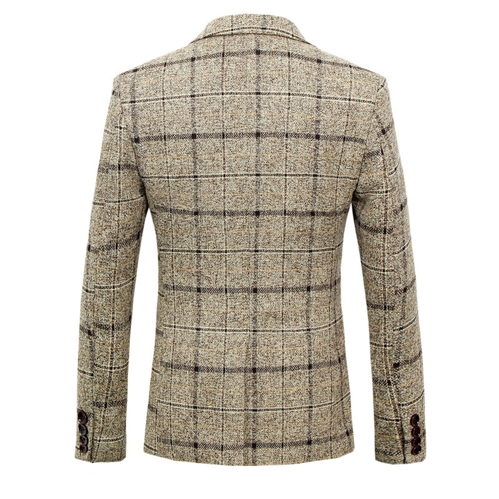 Tailored Fit Notched Lapel Single Breasted One-button Striped Men&