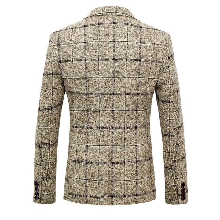 Tailored Fit Notched Lapel Single Breasted One-button Striped Men&
