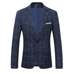 Tailored Fit Notched Lapel Single Breasted One-button Striped Men's Party Jacket