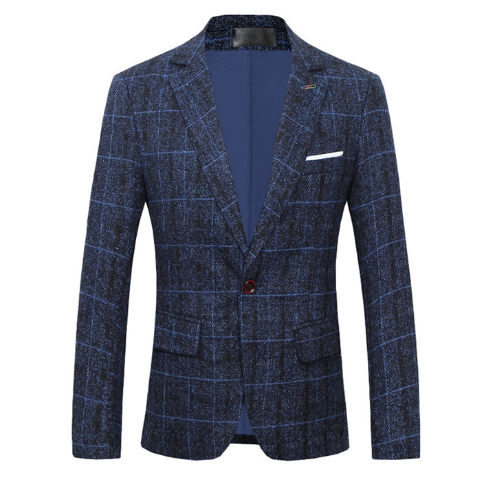 Tailored Fit Notched Lapel Single Breasted One-button Striped Men&
