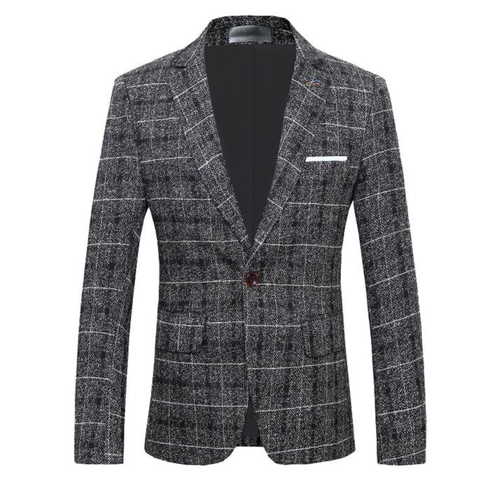Tailored Fit Notched Lapel Single Breasted One-button Striped Men&