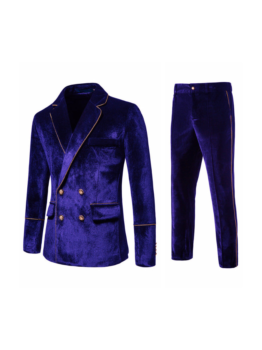 Tailored Fit Notched Lapel Breasted Four-Buttons 2 Pieces Beach Men&