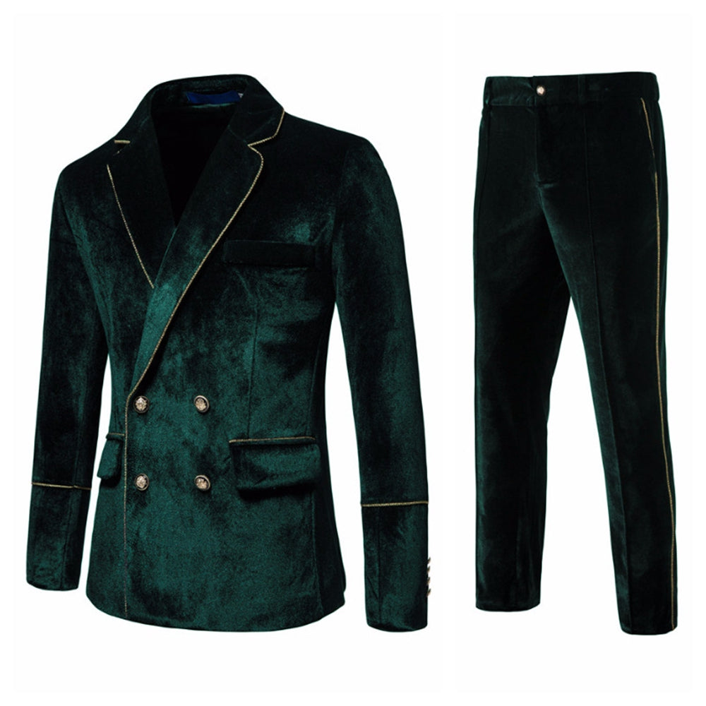 Tailored Fit Notched Lapel Breasted Four-Buttons 2 Pieces Beach Men&