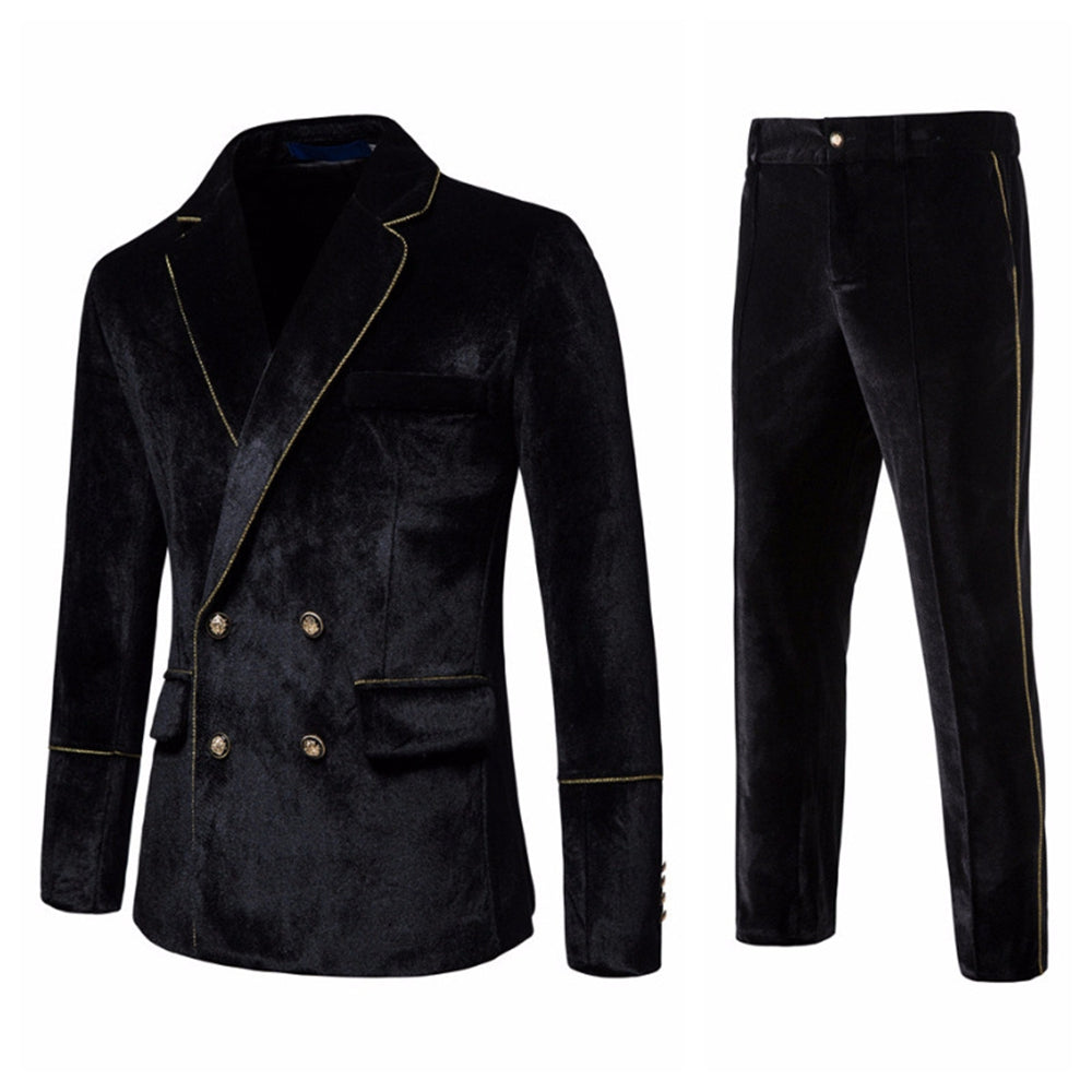 Tailored Fit Notched Lapel Breasted Four-Buttons 2 Pieces Beach Men&