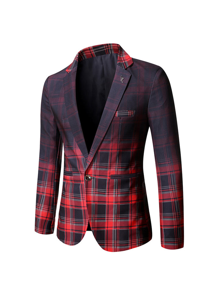 Tailored Fit Notched Lapel Single Breasted One-button Striped Men&