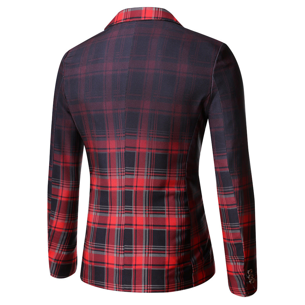 Tailored Fit Notched Lapel Single Breasted One-button Striped Men&