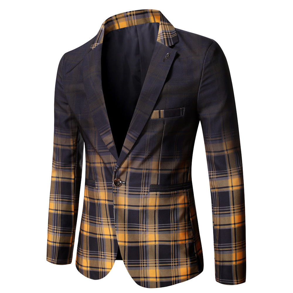 Tailored Fit Notched Lapel Single Breasted One-button Striped Men&
