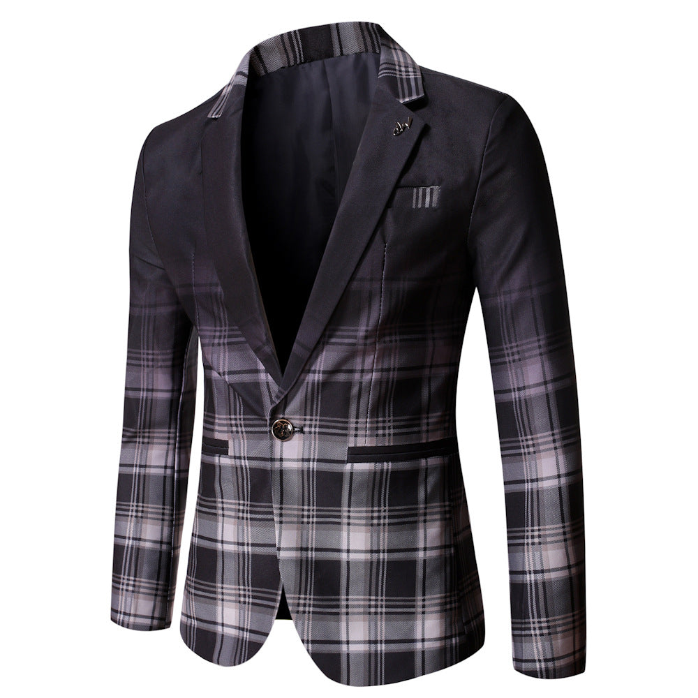 Tailored Fit Notched Lapel Single Breasted One-button Striped Men&
