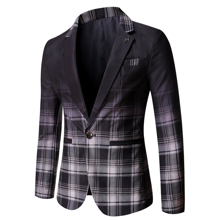 Tailored Fit Notched Lapel Single Breasted One-button Striped Men&