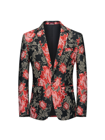 Tailored Fit Notched Lapel Single Breasted One-button Men's Party Jacket