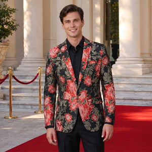 Tailored Fit Notched Lapel Single Breasted One-button Men's Party Jacket