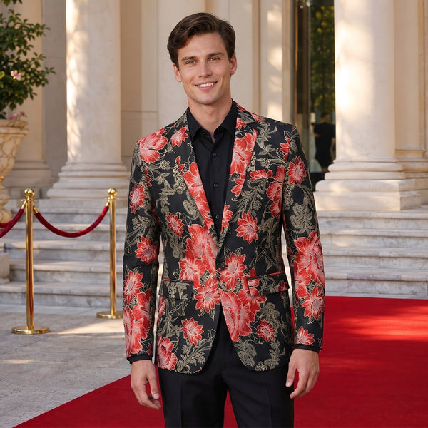 Tailored Fit Notched Lapel Single Breasted One-button Men's Party Jacket
