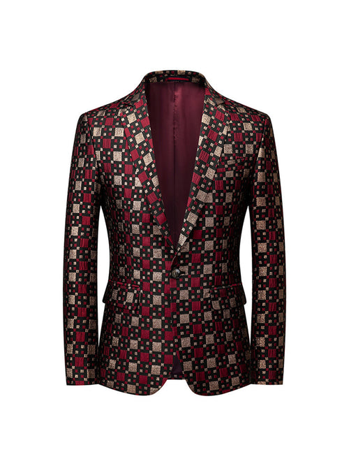 Tailored Fit Notched Lapel Single Breasted One-button Men's Party Jacket