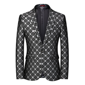 Tailored Fit Notched Lapel Single Breasted One-button Men's Party Jacket