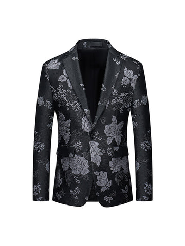 Tailored Fit Notched Lapel Single Breasted One-button Men's Party Jacket
