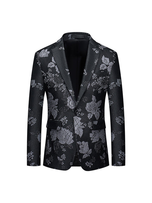 Tailored Fit Notched Lapel Single Breasted One-button Men's Party Jacket