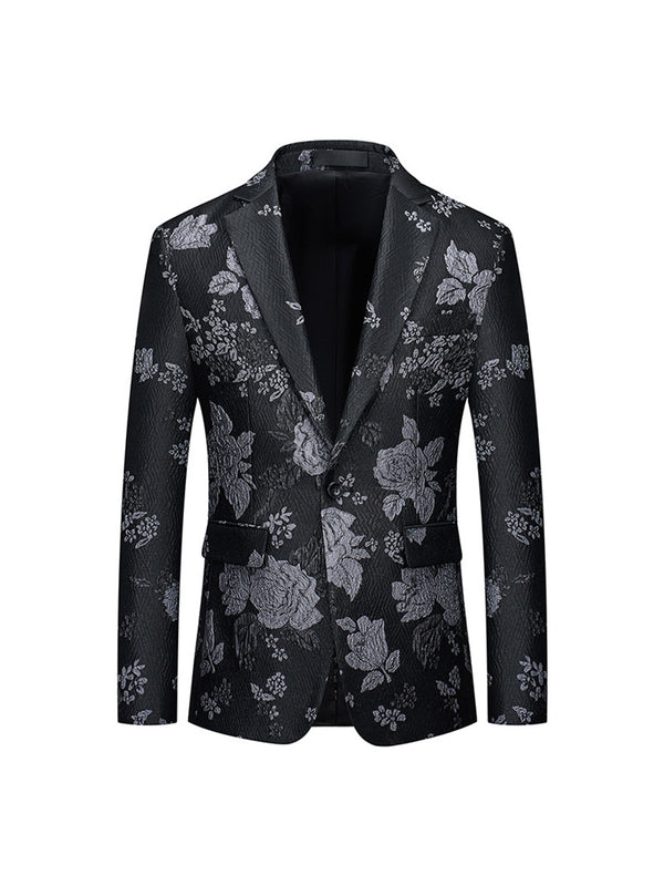 Tailored Fit Notched Lapel Single Breasted One-button Men's Party Jacket