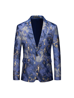 Tailored Fit Notched Lapel Single Breasted One-button Men's Party Jacket